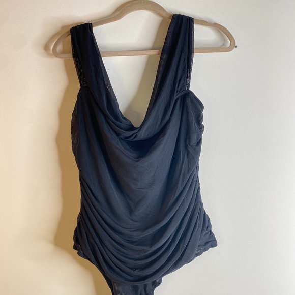 Fashion Nova Ruched Black Bodysuit Size 2X - Picture 1 of 3